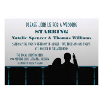 Movie Theater Wedding Invite, Blue invitations