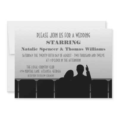 Movie Theater Wedding Invite, Gray