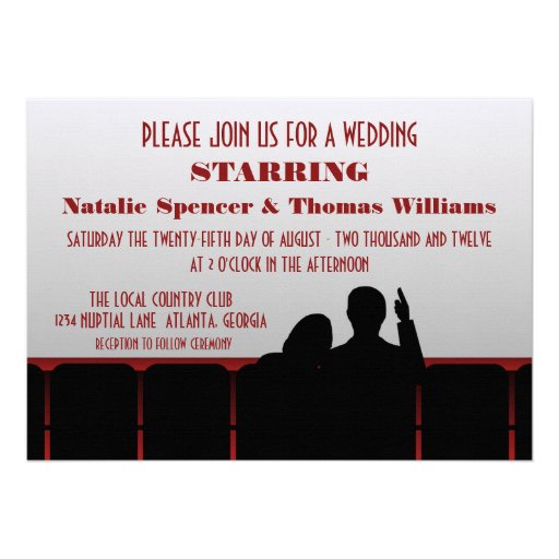 Movie Theater Wedding Invite, Red