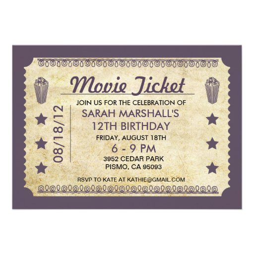 Movie Ticket Custom Invite