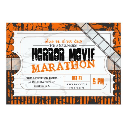 Movie Ticket Halloween Horror Movie Party Card Zazzle