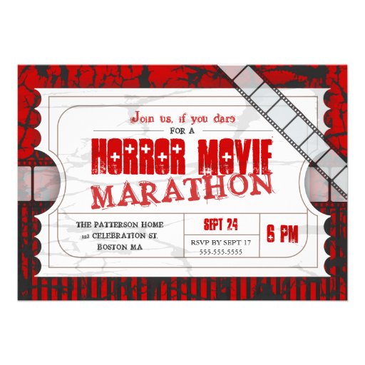Movie Ticket Horror Movie Party Admission Invite