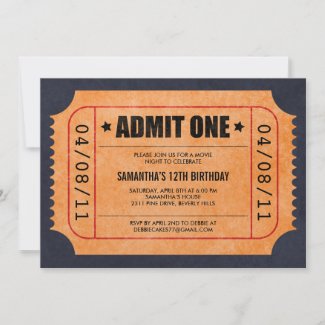 Hollywood Birthday Party on Retro Movie Ticket Invitations From Zazzle Com