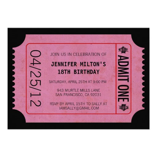 Movie Ticket Invitations