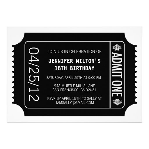 Movie Ticket Personalized Invite