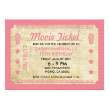 Movie Ticket Personalized Invites