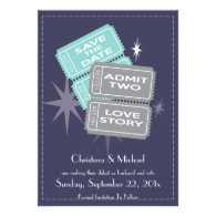 Movie Tickets Save the Date Card (Blue)