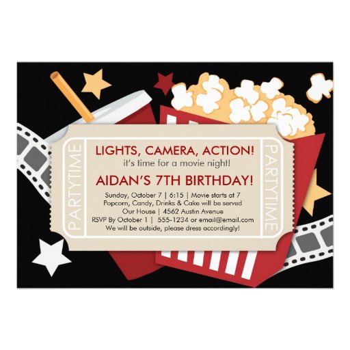 Movie Time Invitation - For boys or girls