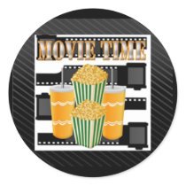 Movie Time Round Stickers