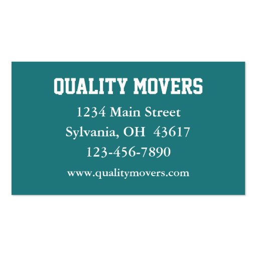 Moving Company, Business Card (back side)