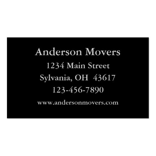 Moving Company, Business Card (back side)