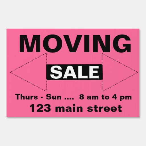 Moving, Estate, Yard or Garage Sale Yard Sign Zazzle