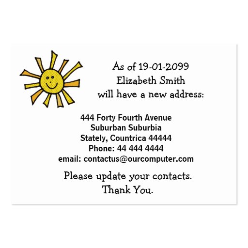 Moving Out Change of Address Notification Cards Business Card Templates (back side)