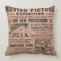 "Moving Picture" Vintage Newspaper Pillow