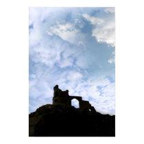 Mow cop castle on rocks in silhouette poster