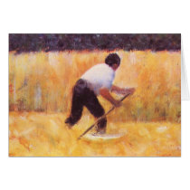 Mowing by Georges Seurat Cards
