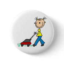 Mowing Grass Stick Figure Button by stick_figures Mowing Grass Stick Figure Button