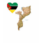 Mozambique Flag Heart and Map T-Shirt
