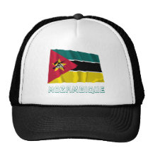 Mozambique Waving Flag with Name Mesh Hat
