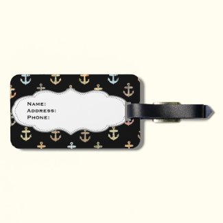 Mr or Mrs and anchor pattern on luggage tag as a wedding shower gift
