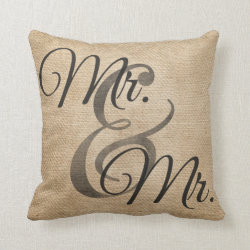 Mr and Mr Gay Burlap Wedding Personalized Pillow