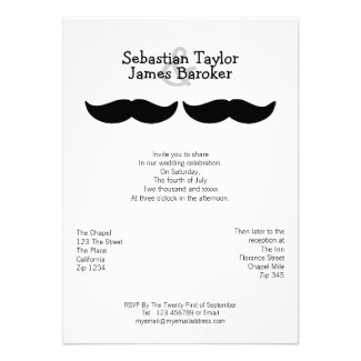 Mr and Mr Mustache Wedding Personalized Invites