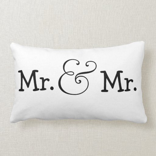 Mr and Mr Two Grooms Wedding Gift Throw Pillows