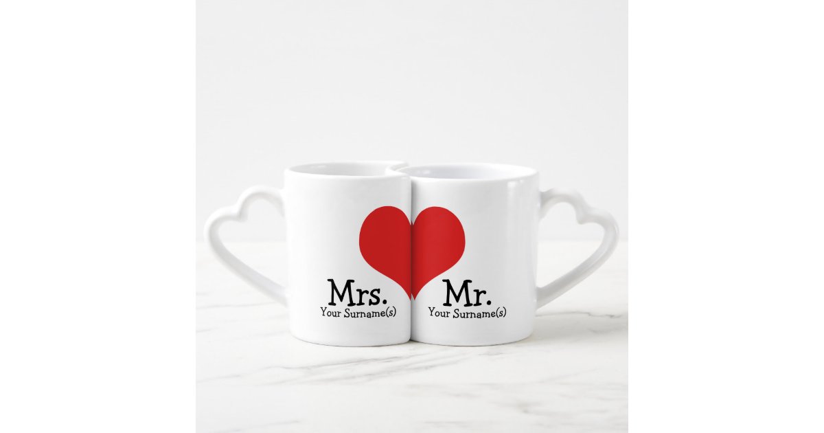 Mr And Mrs Newly Wed Heart Wedding Coffee Mug Set Zazzle 2591