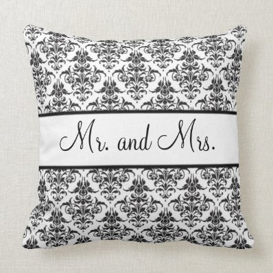 Mr. and Mrs. Newlywed Pillow - Black and White