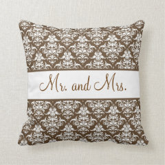 Mr. and Mrs. Newlywed Pillow - Brown