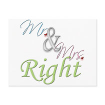 Mr. and Mrs. Right Post Card