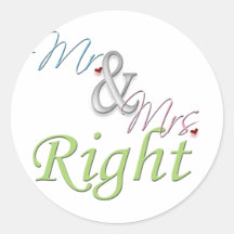 Mr. and Mrs. Right Round Stickers