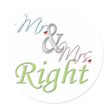 Mr. and Mrs. Right Round Stickers
