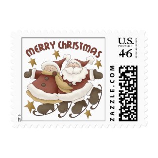 Mr. And Mrs. Santa Claus Christmas Postage Stamps