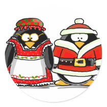 Mr. and Mrs. Santa Claus Penguin stickers