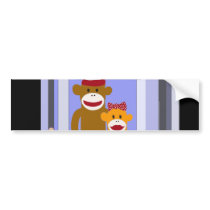Mr. and Mrs. Sock Monkey. Bumper Sticker