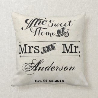 Mr and Mrs vintage Typography wedding Pillows