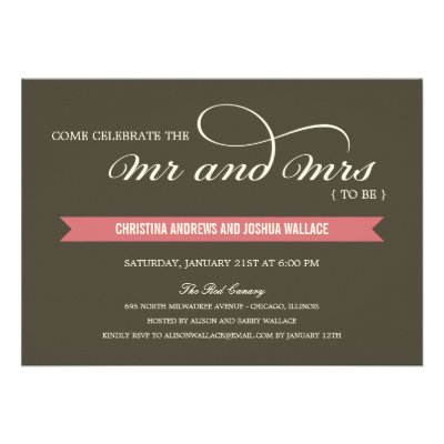 Mr and Mrs Wedding Shower /Rehearsal Dinner Invite