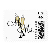Mr and Mrs With Champgne Stamp