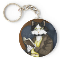 Mr Bennet Cat in Library keychain