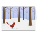 Mr. Cardinal in winter forest greeting card