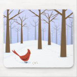 Mr. Cardinal in winter forest mousepad