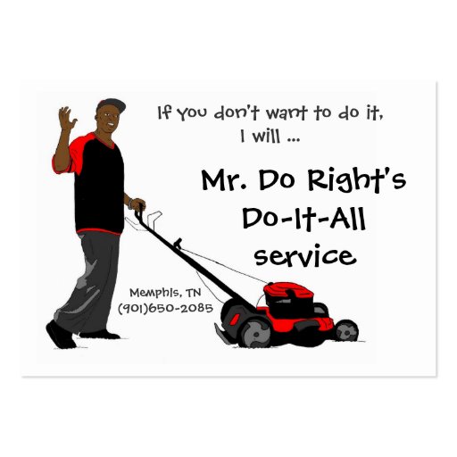 Mr. Do Right'sDo-It-All service Business Card Template (front side)