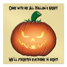 Mr. Evil Jack O Lantern Halloween Gold Invitation