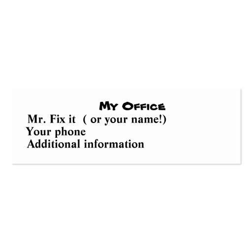 Mr. Fix It Business Card (back side)
