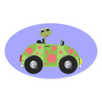 Mr Froggy and His Spotted Car Oval Stickers