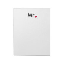Mr - half of Mr and Mrs set Memo Notepads