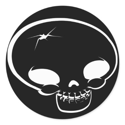 Mr Happy Bones Sticker Black by kklawiter