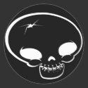 Mr Happy Bones Sticker Black by kklawiter Mr Happy Bones Sticker Black