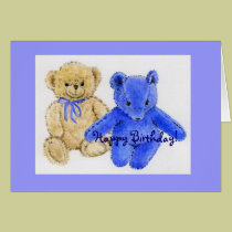 Mr. McCuddles and Blue Bear Happy Birthday cards